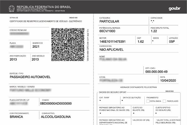 Ilustração do CRLV Digital SP — São Paulo